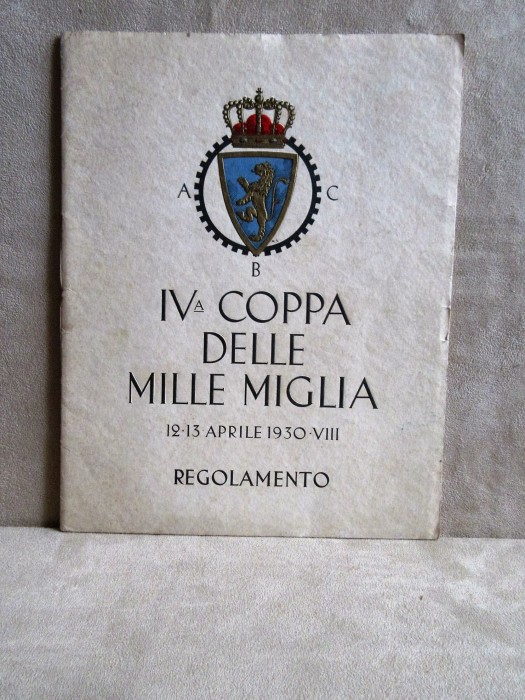 Regolamento IV Mille Miglia 1930